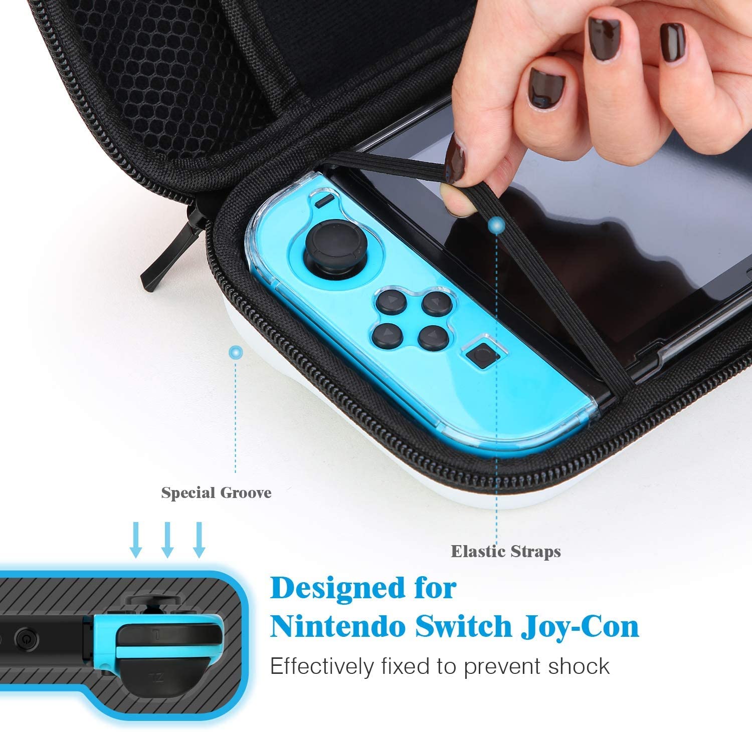 HEYSTOP Étui Compatible avec Nintendo Switch - Housse de Transport pour Switch - Protection d'écran HD Switch - Capuchons Compatible avec Accessoires de Console Nintendo Switch (Rouge/Blanc)