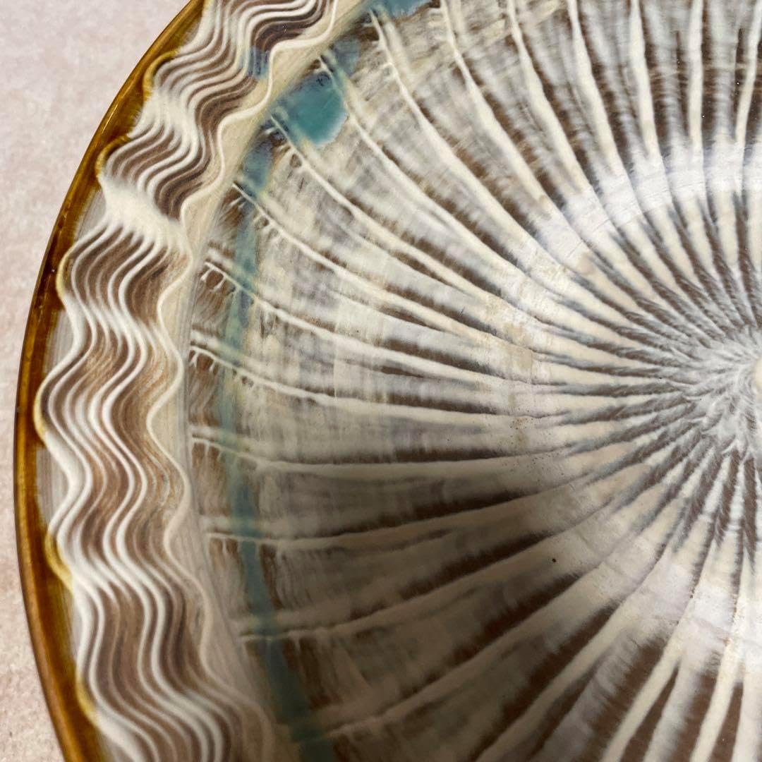 小鹿田焼 (おんたやき) 重要無形文化財 大皿 34センチ 小鹿田焼