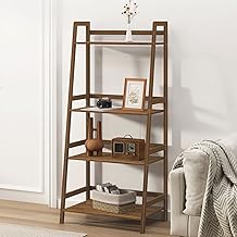sogesfurniture Bamboo 4-Tier Multifunctional Storage Rack Stand, Ladder Shelf, Bookcase and Storage Rack, 4-Tier Bookshelf Storage Rack, Plants Stand Display Shelf, Storage Organizer, Brown