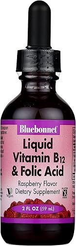Bluebonnet Nutrition Vitamina líquida B12 y ácido fólico, para impulso de energía*, sin soja, sin gluten, sin lácteos, vegano, 400 mcg de ácido
