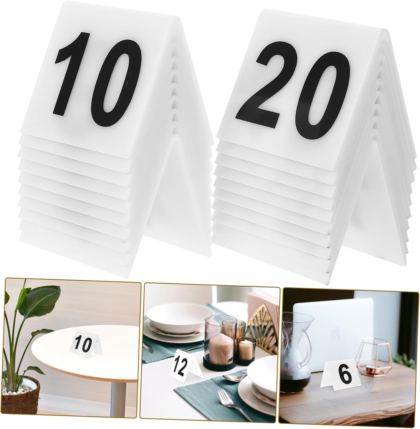 20pcs Restaurant Number Markers Double-sided Acrylic Tabletop Signs Evidence Markers