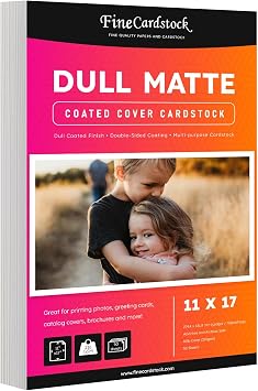 Dull 80lb Cover Digital Low Gloss Cardstock, Double Sided C2S, Coated, Perfect for Color Laser Printing, Design Proposals, Business Cards, Flyers, Brochures | Matte Finish | 11" x 17" | 50 Sheets