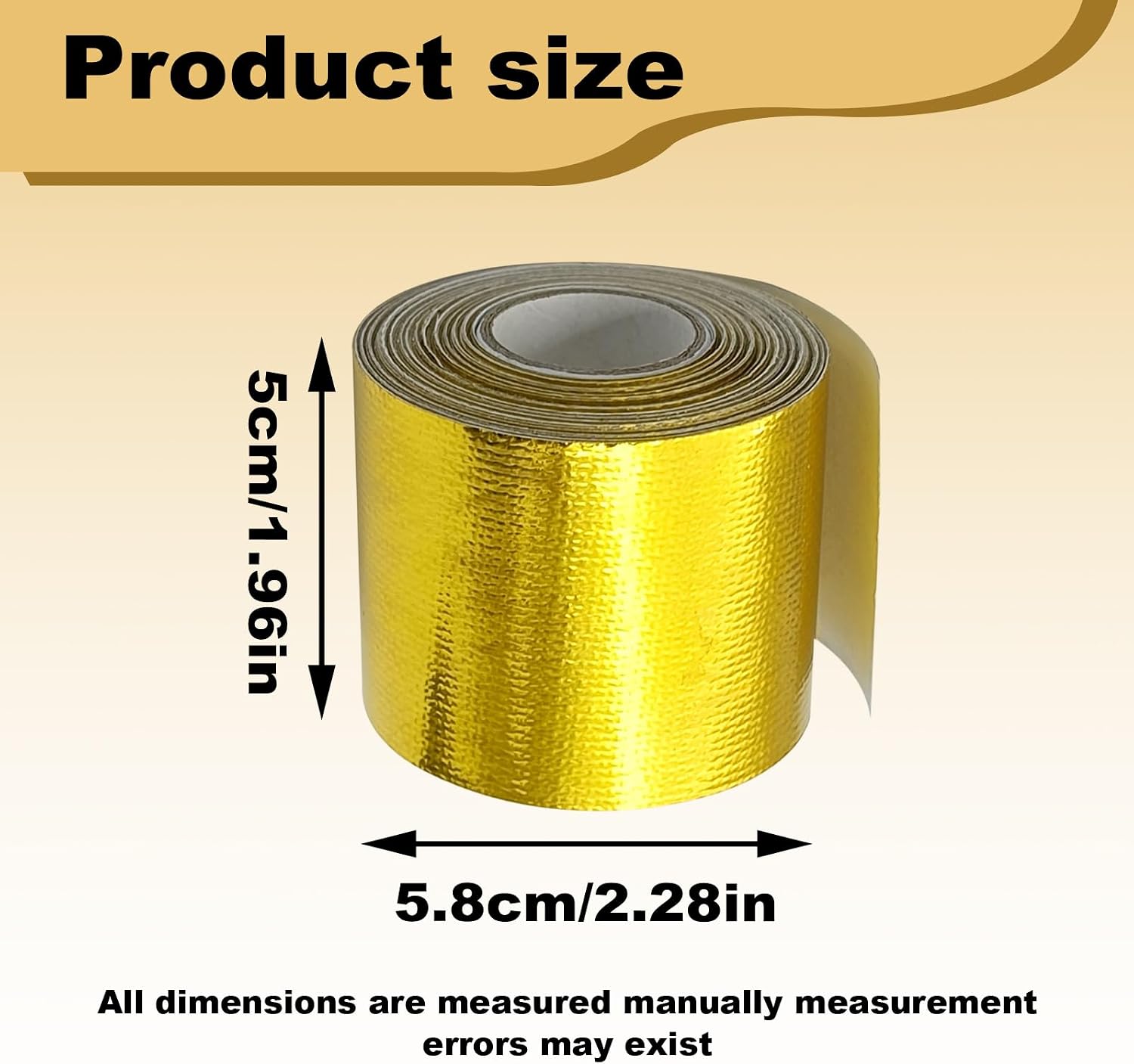 2"×29.5 Feet (9M) Gold Adhesive Backed Heat Barrier Tape, High-Temperature Heat Barrier Tape Roll Glass Fiber Heat Shielding Reflective Tape Packaging Roll Compatible with Car Intake Pipe