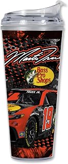 Martin Truex Jr No.19 Officially Licensed Joe Gibbs NASCAR 24oz Beverage Tumbler–Double Walled Acrylic Collectable Vessel w/Hinged Lid, Straw–Gift for Car, Pool or Garage–Fan Gear