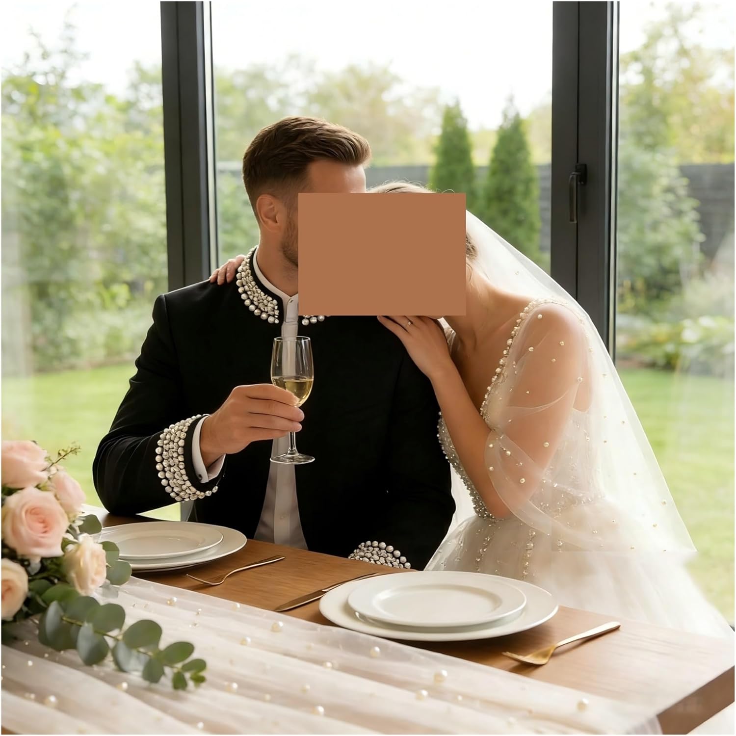 White Pearl Tulle Table Runner Wedding Decoration, Long Table Runner Suitable for Wedding Arch Reception Area Bridal(75cmX300cm)