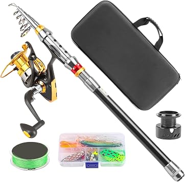 Surf Fishing Rod and Reel Combo | Lightweight Fishing Rod - Trout Surf Backpacking Lake Boat Kayak Pier Bank River Crappie Camping Travel