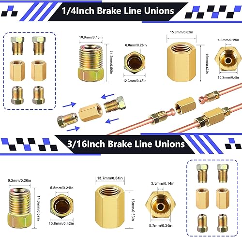 Miniatura 4 de smseace 46 piezas de 25 pies 316 pulgadas + 14 pulgadas de revestimiento de cobre kit de líneas de freno para piezas hidráulicassistema de