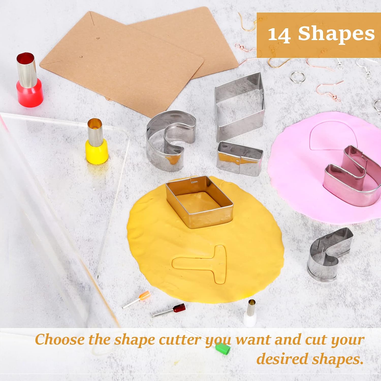 Caydo 44 Shapes Polymer Clay Cutters Set, Clay Earring Cutters Kit with 6pcs Polymer Clay Tools, 121 Earrings Accessories for Polymer Clay Jewelry Earring Making