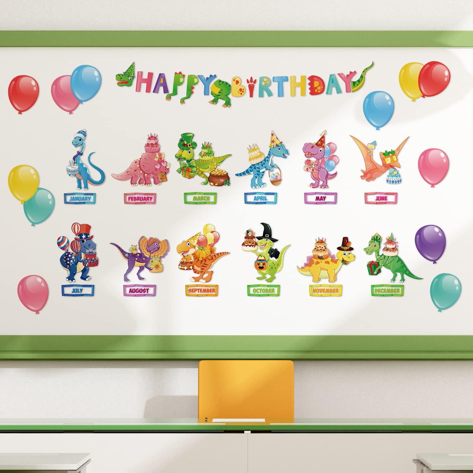 76 Pieces Dinosaur Happy Birthday Bulletin Board Set Dinosaur Bulletin ...