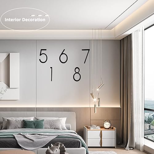 Miniatura 4 de Número de casa flotante de acero inoxidable de 5 pulgadas, letrero de dirección moderno de metal negro con kit de uñas e instrucciones para puerta