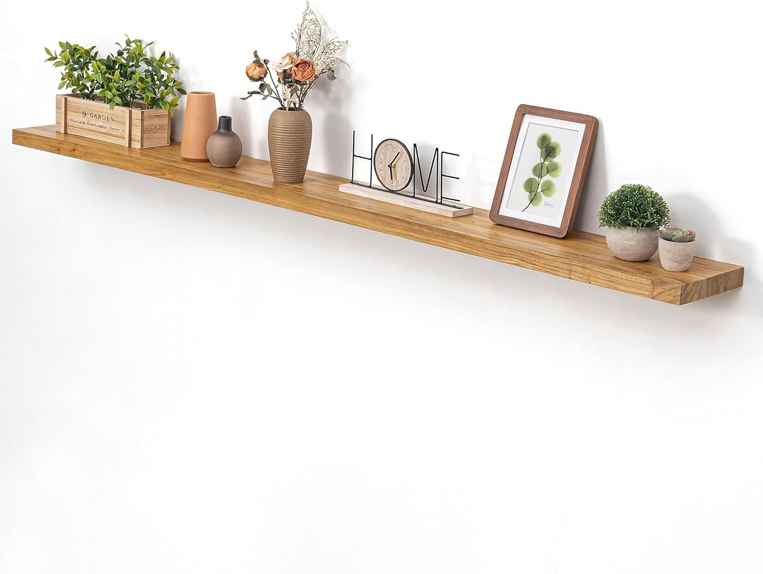 Dreamland 72 inch Floating Shelves for Wall Solid Elm Wood Wall Mounted Shelves|Rustic Long Floating Shelves with Invisible Bracket for Bathroom Living Room Kitchen|Natural, 1 Pack