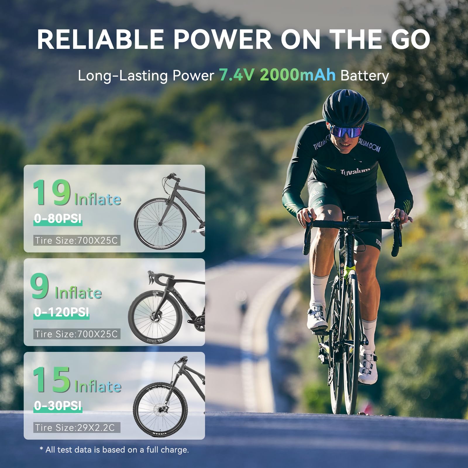 CYCPLUS A3 Mini pompka rowerowa 120 PSI, silnik bezszczotkowy | Bateria 2000mAh, Auto Stop, zawory Presta i Schrader, szybkie pompowanie, do MTB, e-bike i motocykli