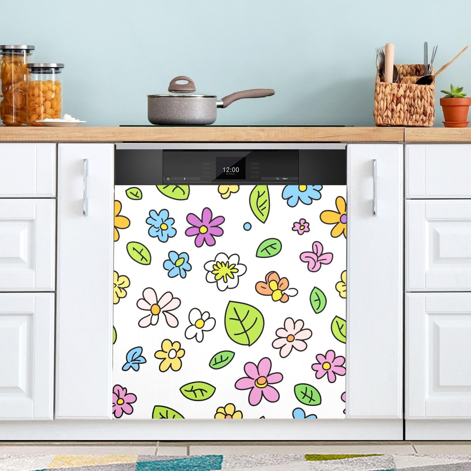 Cubierta magnética para lavavajillas Cheerful Blossom de 58.6x66 cm