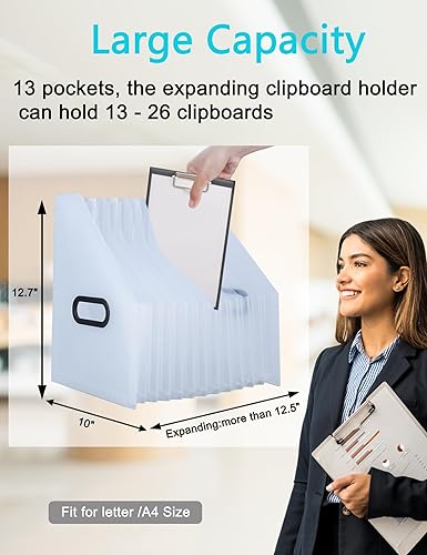 Miniatura 2 de Soporte para portapapeles – Soporte de portapapeles extensible de acordeón, soporte de almacenamiento vertical para tablero blanco