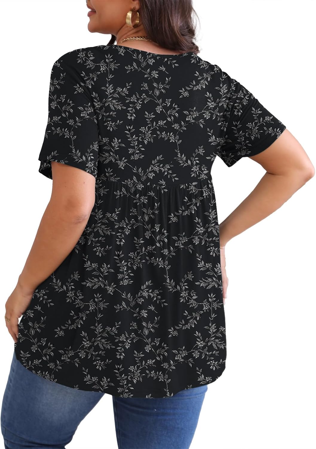 POSESHE Womens Plus Size Tops 2025 Summer Short Sleeves Tunic Tops Casual V-Neck Wrap Shirts Cute Dressy Work Blouses L-4XL - Image 6