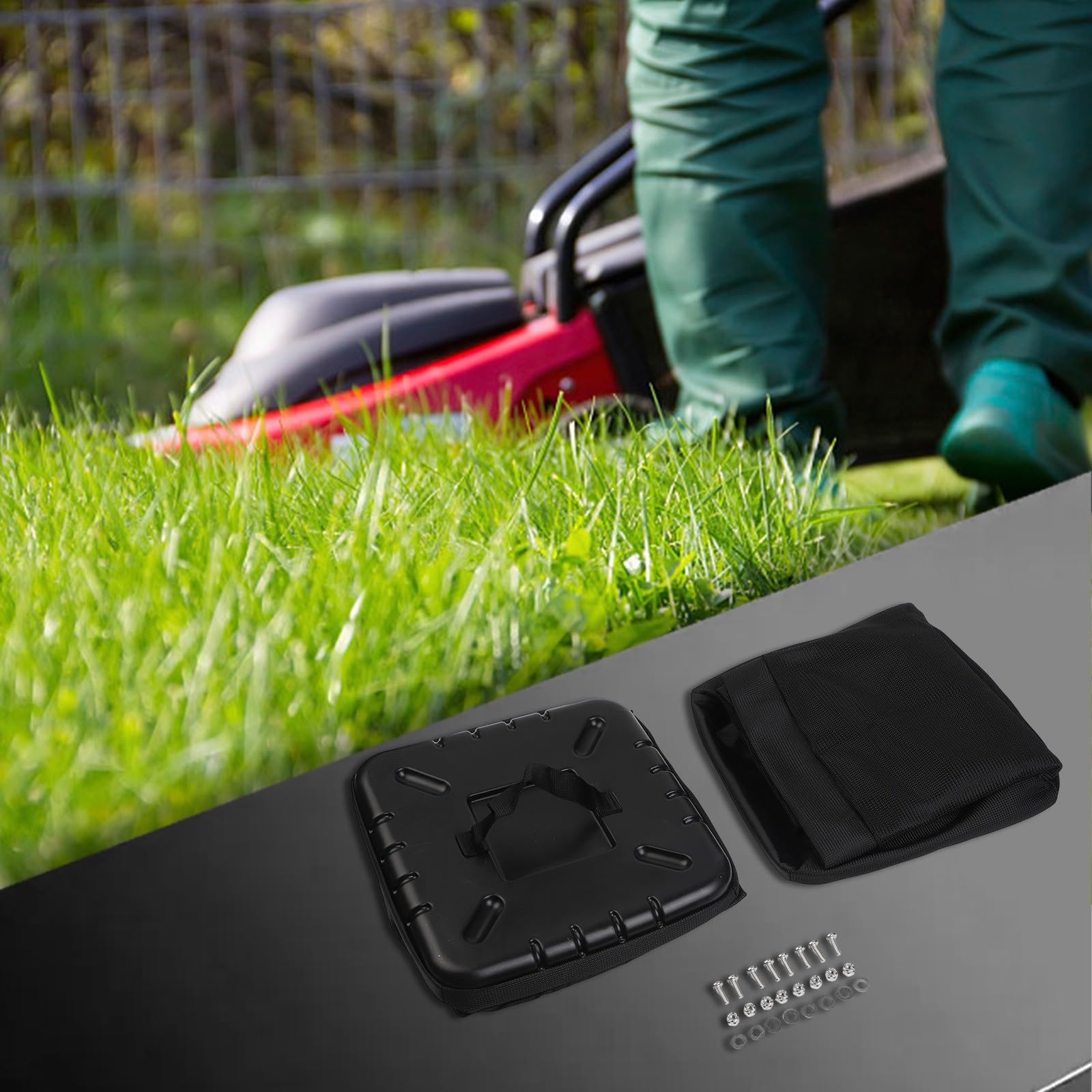 Paquete de 2 bolsas de césped para cortacésped AM122416 AM101602 compatibles con tractores de césped serie 100 D100 D110 LA120 Z225 de nailon negro de 25 pulgadas