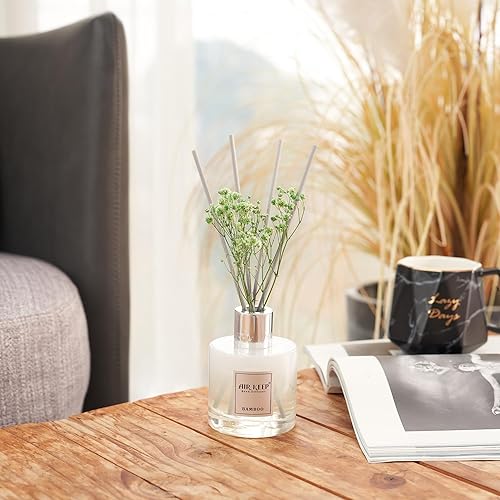 Miniatura 6 de Airkeep Juego de difusor de varillas de 3.38 onzas líquidas, difusor de aceite de bambú con 8 varillas de caña, difusor de varillas de fragancia
