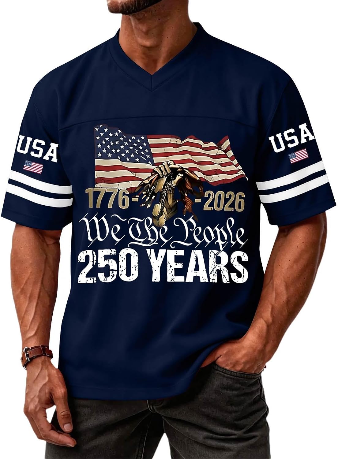 4Th of July Shirts for Men Independence Day Crewneck Tops Summer Loose Shirts 250Th Anniversary Short Sleeve Shirt