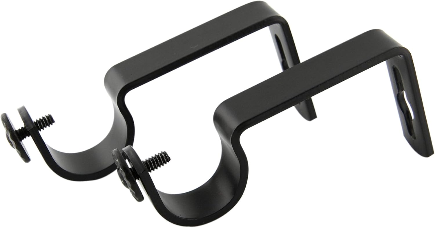 Rod Desyne Heavy Duty 1 inch Wall Black Single Bracket Pair, 2 Count (Pack of 2), 2 Piece