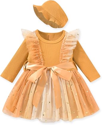 Aalizzwell Infant Newborn Girls Long Sleeve Bodysuit Dress