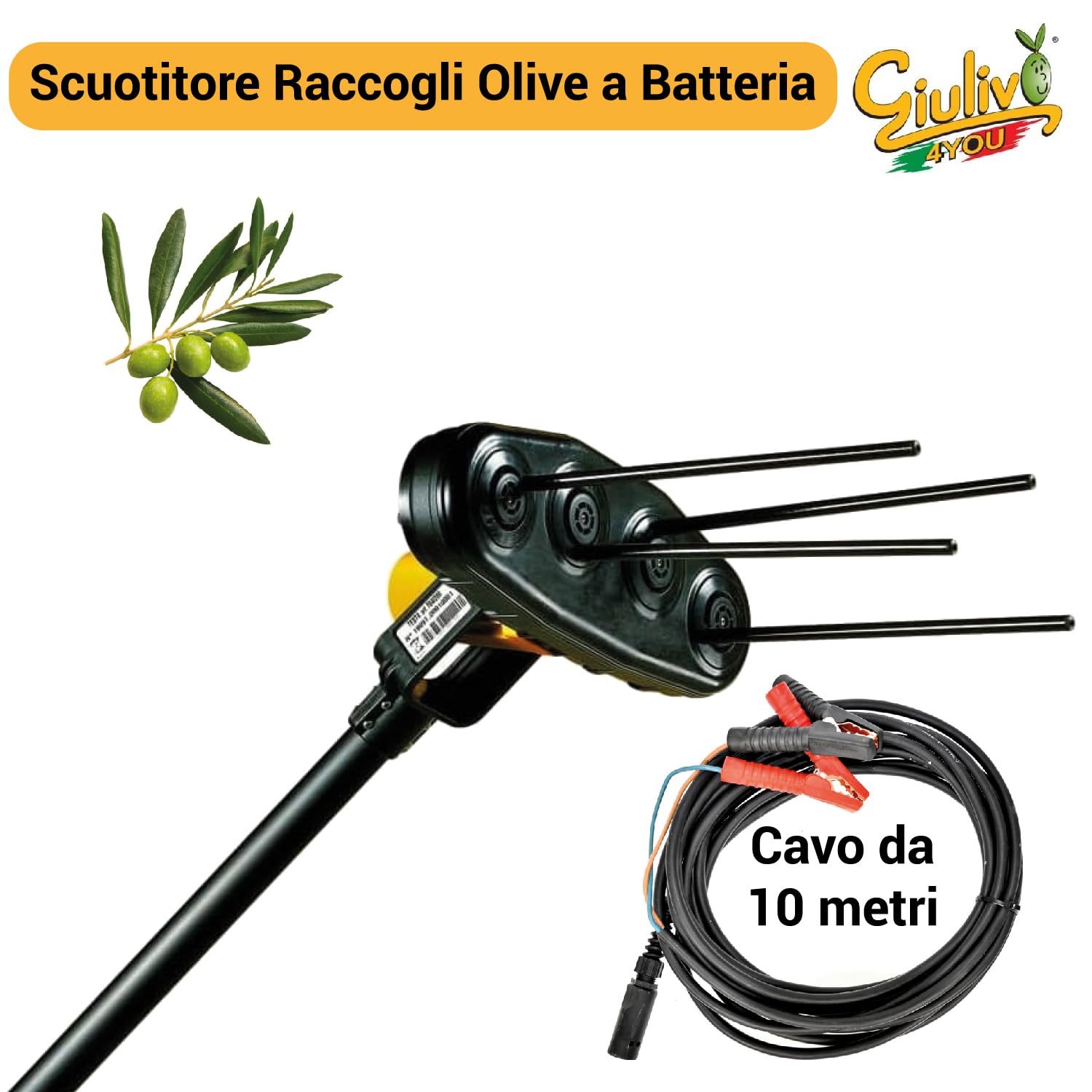 Crisalide® - Volpi Giulivo 4YOU Scuotitore Raccogli Olive Abbacchiatore Scuotiolive a Batteria - Nero