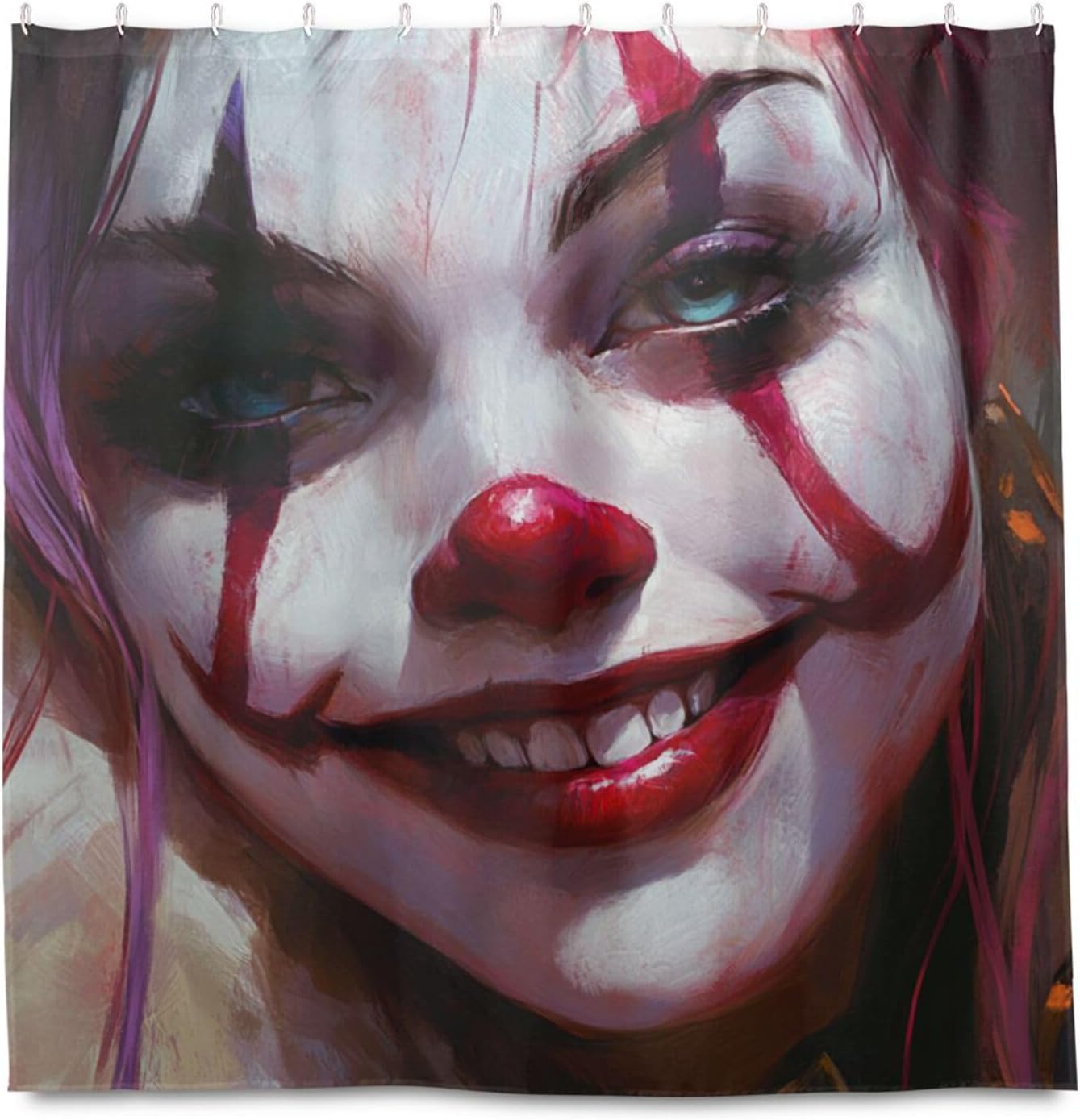72x72 Inch Water Proof Shower Curtains Fabric with Fabric Machine Washable Simple Curtain Liner for Bathroom Needs Female Clown