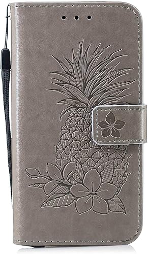 DENDICO Galaxy 2017 HA lle Premium Leder SchutzhA lle Tasche Case mit KartensteckplA tzen fA r Samsung Galaxy 2017 Brieftasche LederhA lle Bookstyle Grau