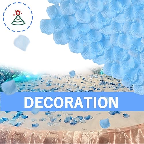 Miniatura 6 de 1500 pétalos de rosa falsos de seda artificial, pétalos de rosas artificiales a granel, color azul vívido para decoración de propuestas de boda,