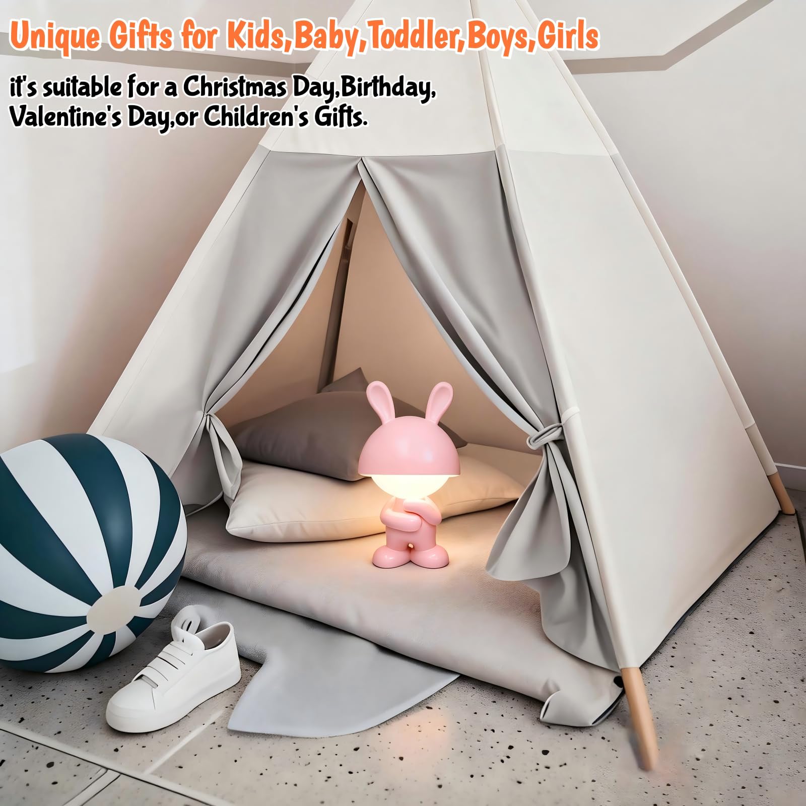 Luz nocturna para niños, lámpara de mesa recargable regulable, lámpara táctil para la lactancia, decoración del hogar, ayuda para dormir, regalos lindos y divertidos para niños, niñas, bebés