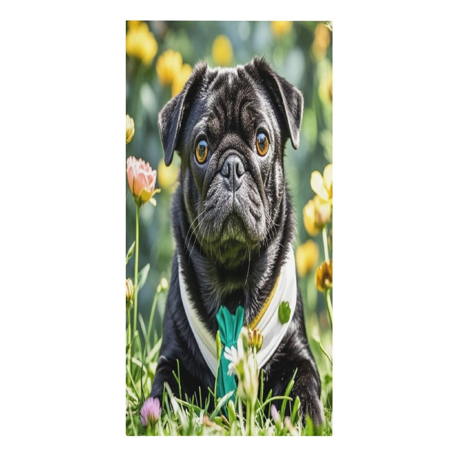 FekiLoot Cute Black Pug Dog Towels Lightweight Thin Beach Towel Classic Soft Large Pool Towel Highly Absorbent Sand Free Bath Towels Travel Blanket for Vacation Essentials Adult Gift 30" X 61"