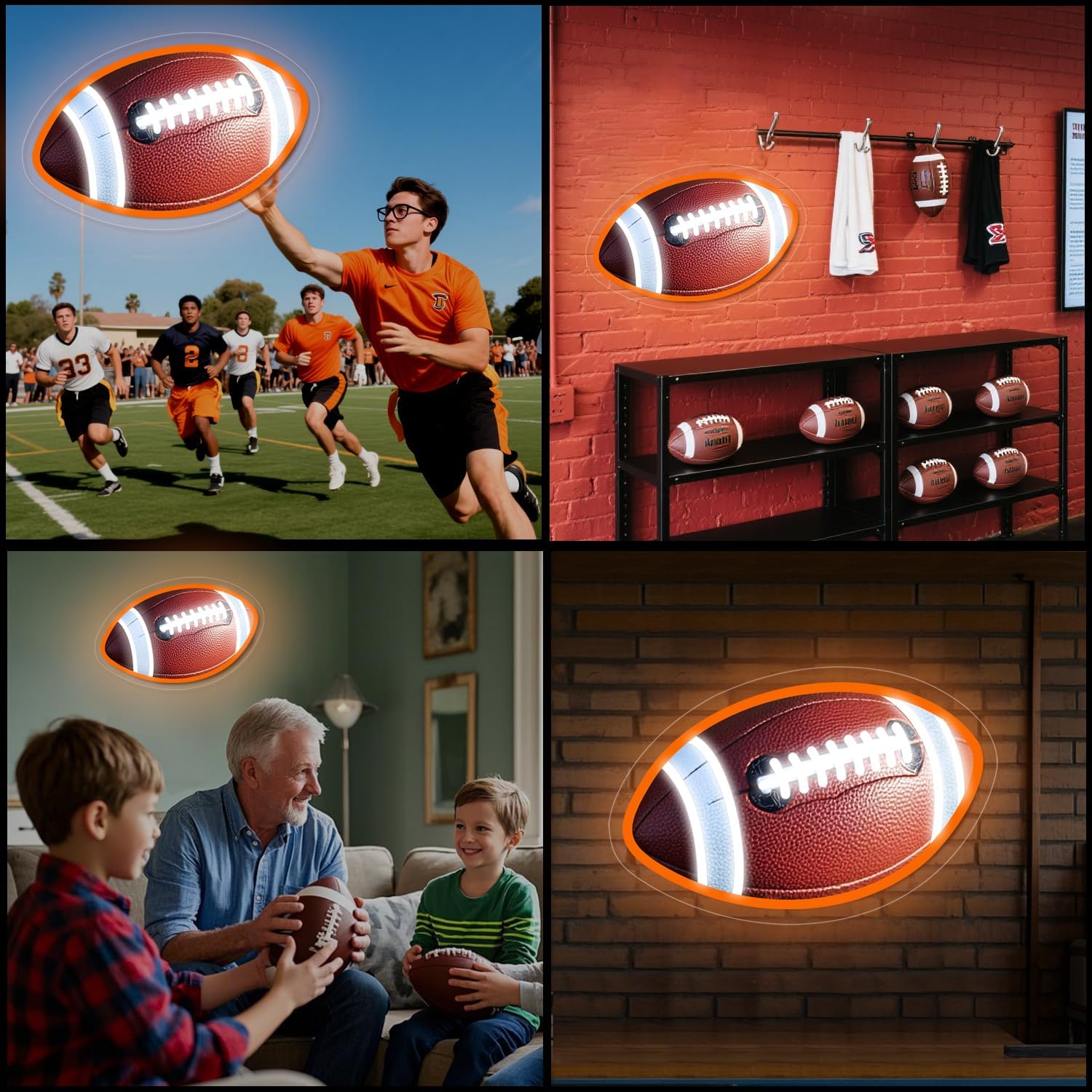 Sunchayi Football Neon Sign for Wall Decor Shaped Light LED Signs for Man Cave, Teens, Boys, and Girls' Bedrooms and Game Rooms. Neon Wall Signs Gift for Football Fans Teens