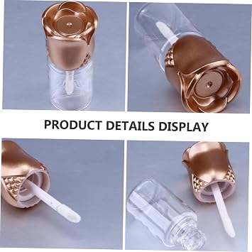 CLISPEED Lip Gloss Bottles Plastic Lip Balm Tubes Rose Shaped Refillable 15pcs Lightweight Design with Brush Wand for Travel