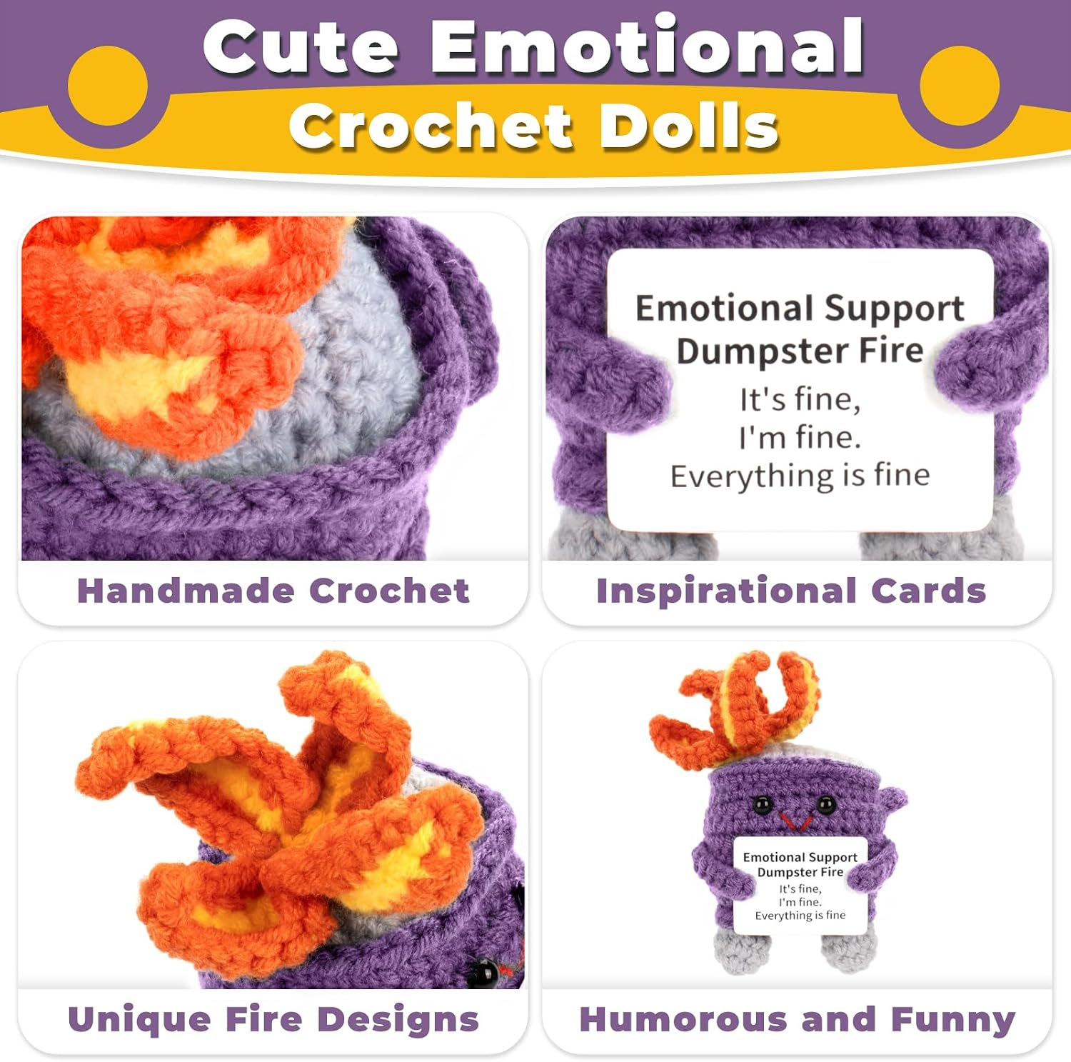 Emotional Dumpster Crochet Fire, Knitting Dumpster Doll