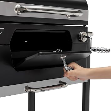 Royal Gourmet CD1824M 24-Inch Charcoal Grill, BBQ Smoker with Handle and Folding Table, Perfect for Outdoor Patio, Garden and Backyard Grilling, Black, Medium