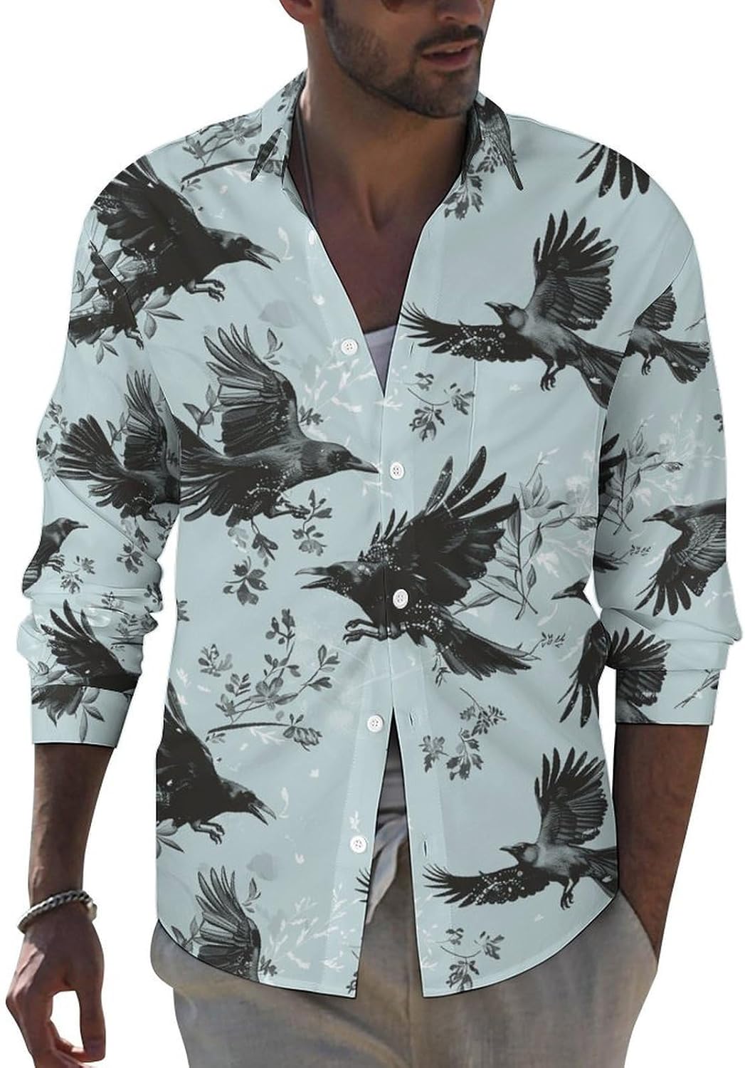 Men's Casual Button Down Shirts Lapel Pocket Long Sleeve Shirt Regular Fit