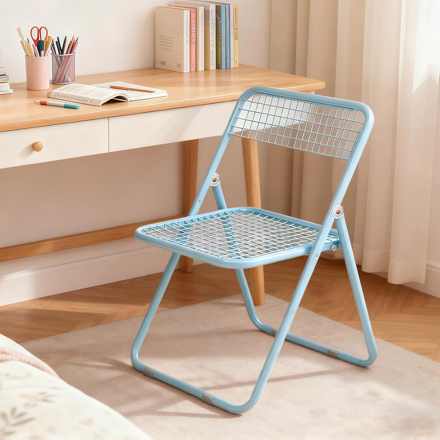 JPBSTO 4 Pack Folding Chair,Blue Color,Single Piece,Foldable Space - Saving Design for Indoor/Outdoor Use