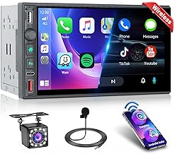 Inefala Bluetooth 2 DIN Autoradio Wridless CarPlay Android Car 7 Inch Touch Screen Car Stereo Supports Bluetooth Mirror Link FM/RDS Radio USB Type-C eq with Rear Camera