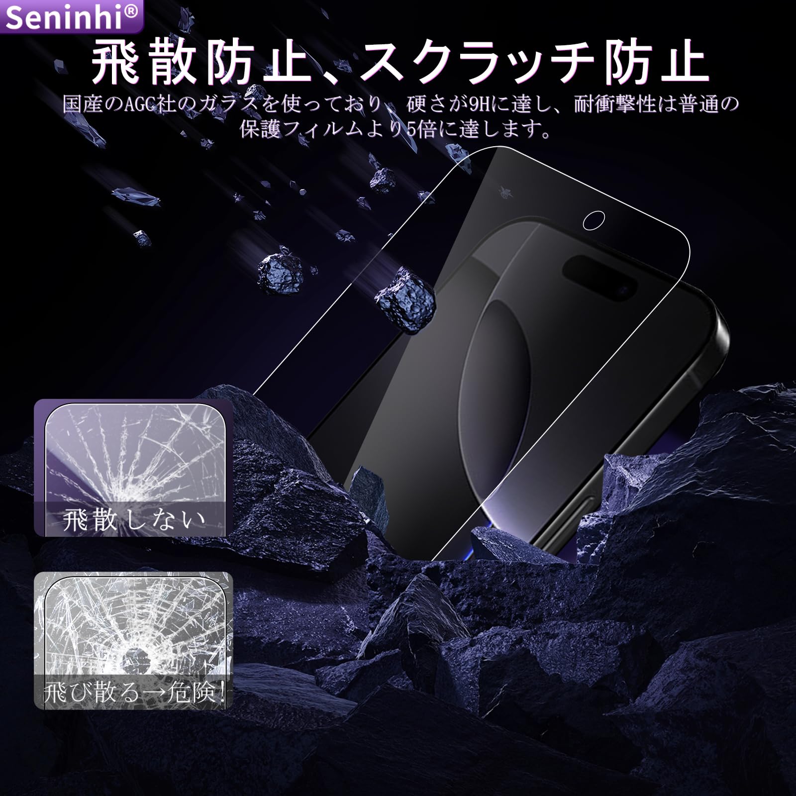 Amazon.co.jp: 対応 iPhone 16 Pro ガラスフイルム 覗き見防止 ガイド