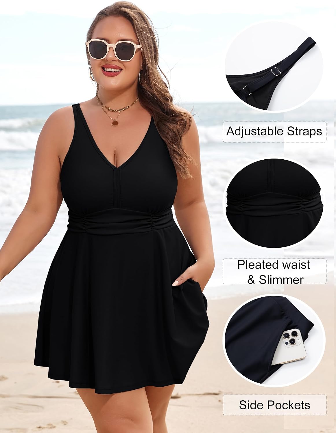 Arolina Women's Plus Size Tankini Swimsuits Two Piece Tummy Control Swim Dress Hide Belly Bathing Suits with Boyshorts