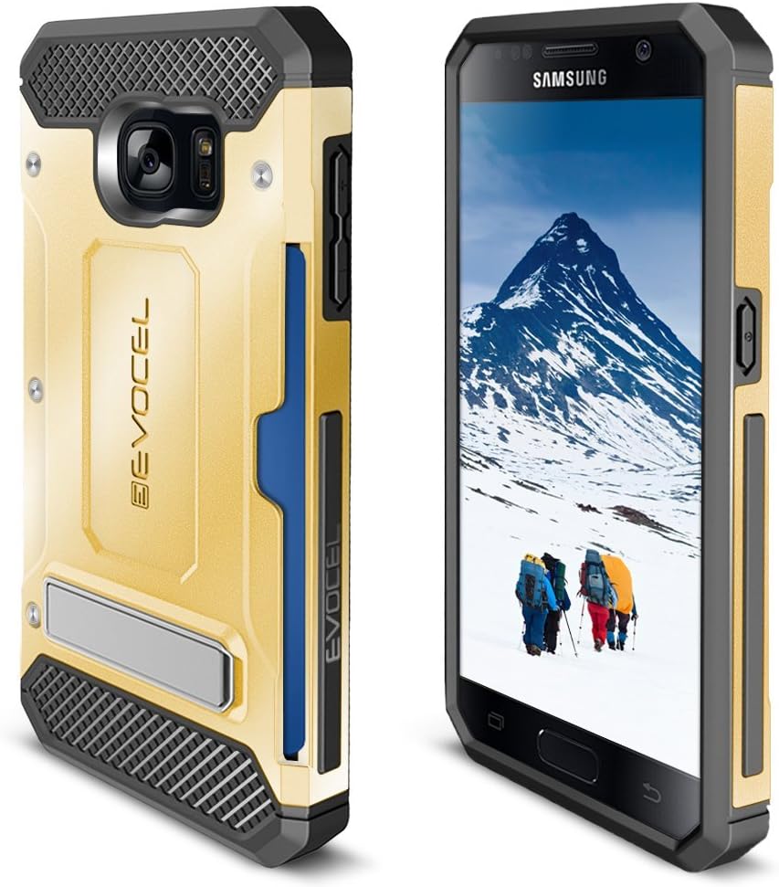 Galaxy S7 Case, Evocel [Explorer Series Pro] Dual Layer Credit Card Case with Magnetic Kickstand for Samsung Galaxy S7 (SM-G930), Gold (EVO-SAMS7-CK15)