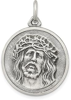 Colar de prata esterlina 925 Ecce Homo com pingente de medalha religiosa Jesus joias finas para mulheres presentes para ela, Prata esterlina