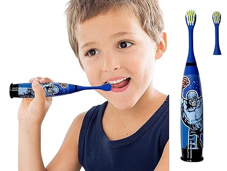 Prime Kids Electric Toothbrush with Soft Bristles Cartoon Design Powered Tooth Brushes for Children Boys and Girls Pack Of 1 (Random Color)