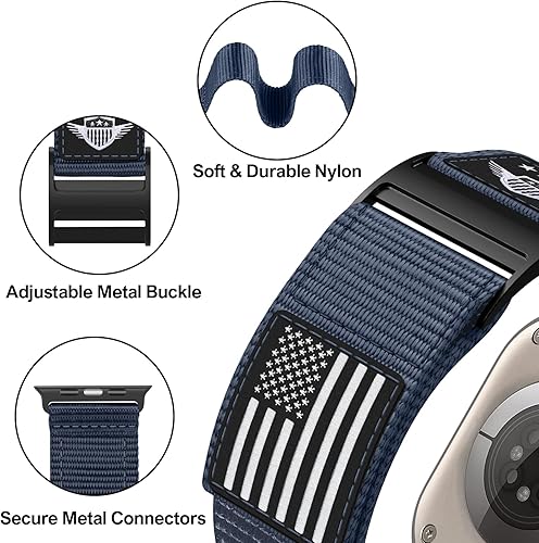 Miniatura 2 de Correa de nailon resistente compatible con Apple Watch Ultra Band de 1.929 in 1.772 in 1.732 in 1.654 in, correa de repuesto suave deportiva