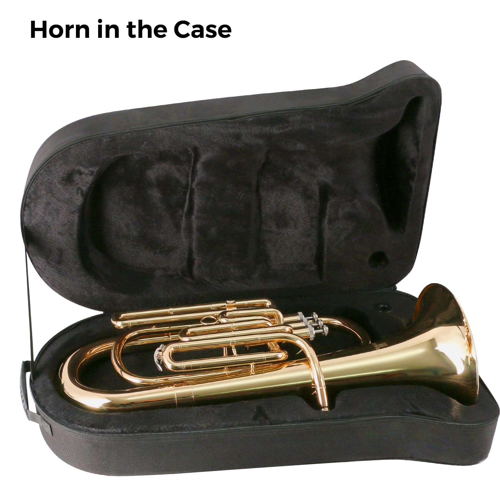 ROWELL Baritone Horn Bb Brass 3 Valves Lacquer Gold with Mouthpiece, Case and Gloves - Image 7