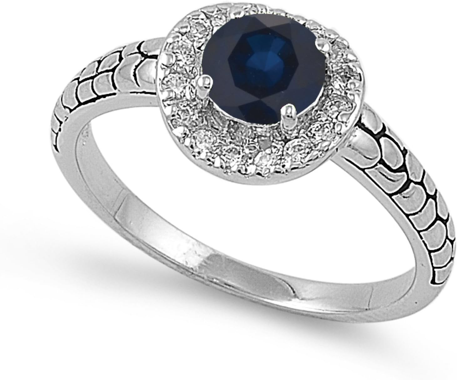 CHOOSE YOUR COLOR Sterling Silver Round Halo Ring