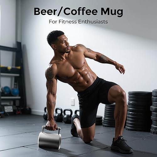 Miniatura 5 de Taza de café de 22 libras, 13.5 fl oz, mancuerna de 22.0 lbs, taza de cerveza, con mancuernas con sobrepeso, taza de agua deportiva, gimnasio,