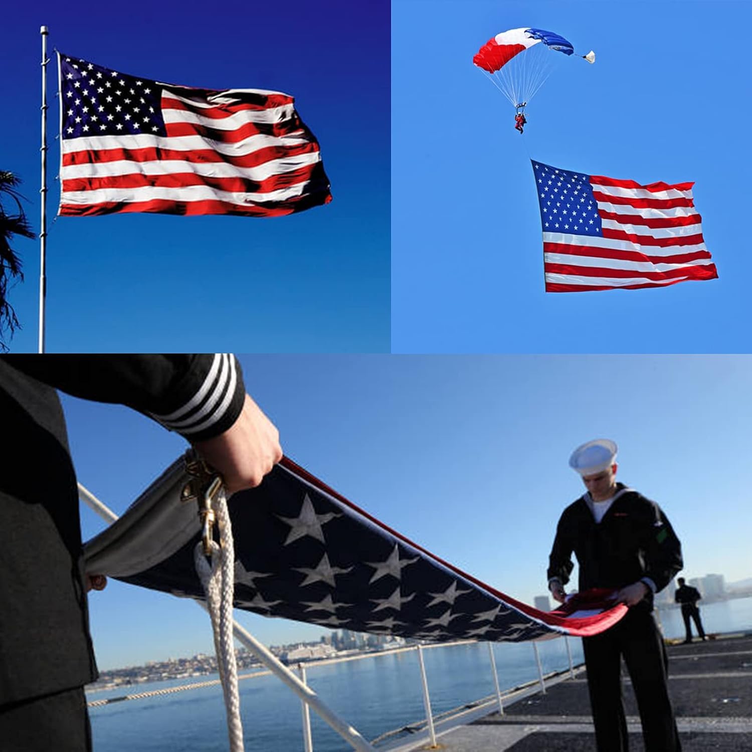 TOPFLAGS 6x10 American Flag Large US Flags Heavy Duty Embroidered Stars, Sewn Stripes, 3 Brass Grommets USA Flag 6x10 Feet Outdoor Indoor
