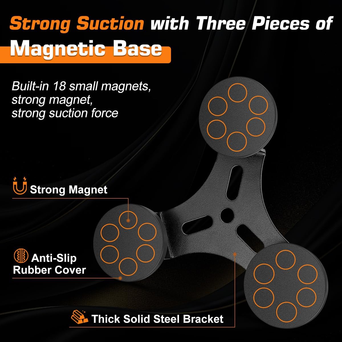 WFPOWER 2 Pack Powerful Magnet Base for LED Light bar, Universal Strong Triangular Design Light Bar Mount Brackets, Heavy Duty Magnetic Base Mount Bracket for Offroad Lamp Roof Light Bar 4X4 Truck