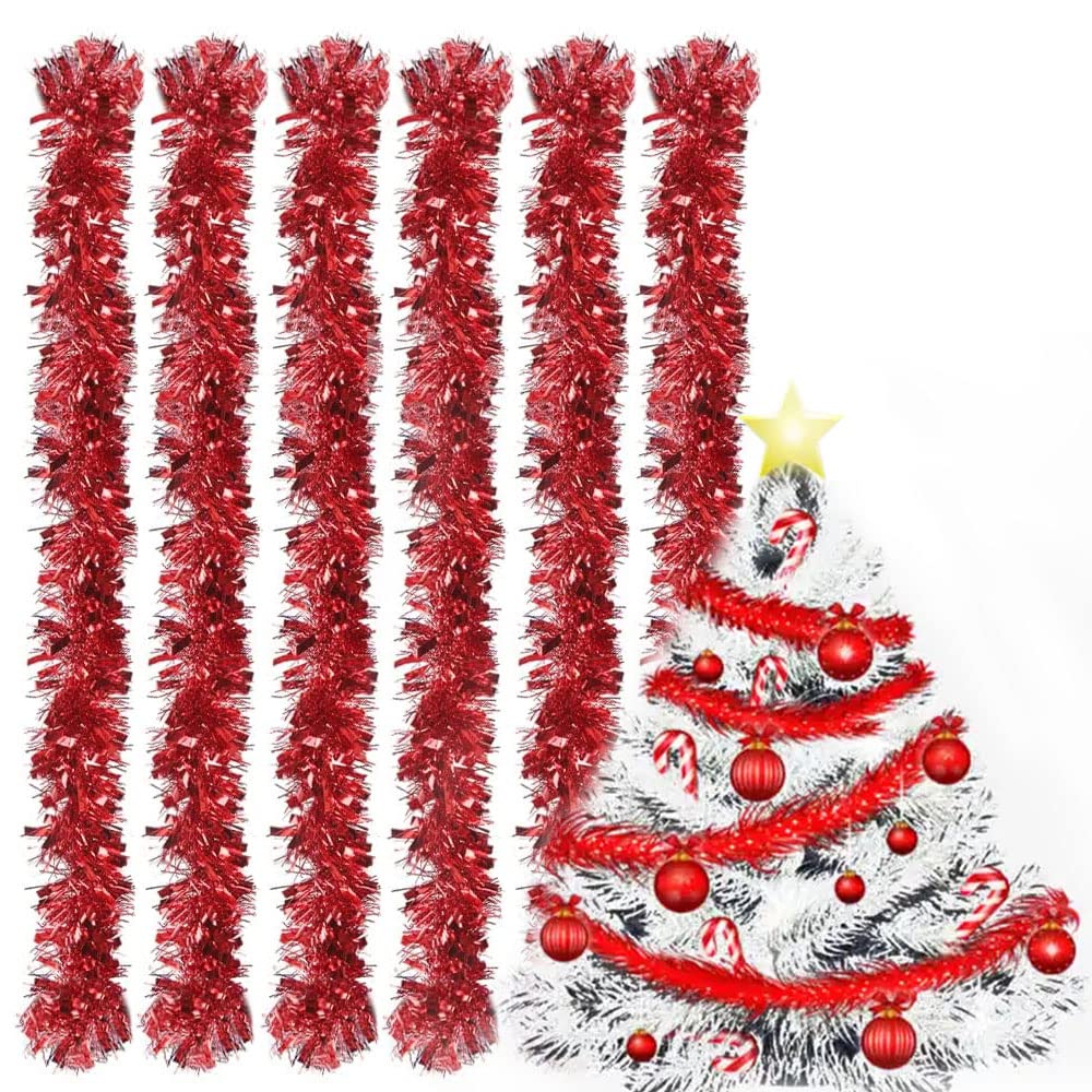 Guirlande Tinsel Noël 6x2m - Métallique Brillant Pour Sapin Et Décoration Fête