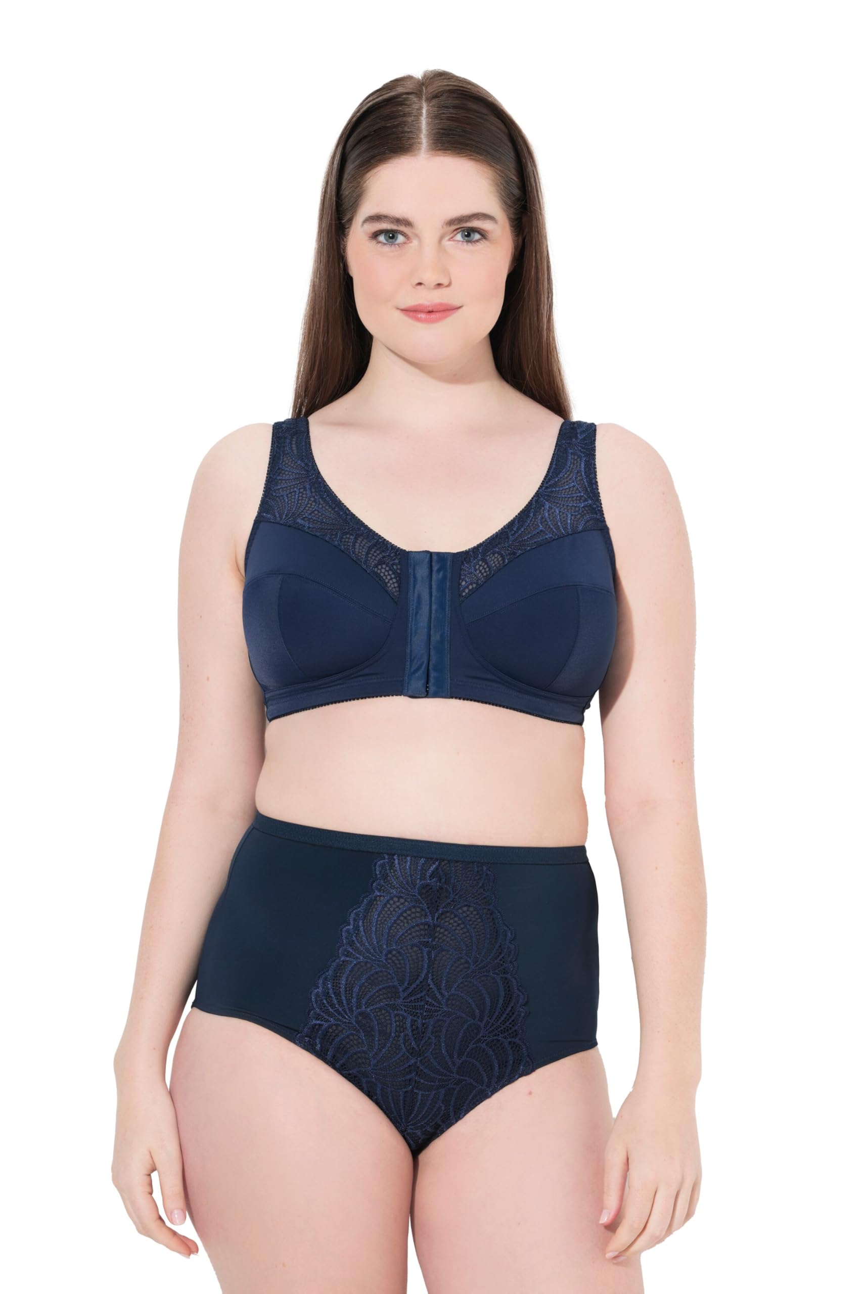 Ulla Popken Damen große Größen Übergrößen Plus Size Entlastungs-BH, Vorderverschluss, ohne Bügel 839109